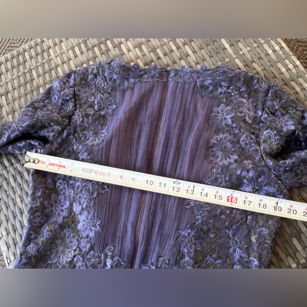 Tadashi Shoji Navy Long Sleeve Lace Gown - Picture 12 of 14